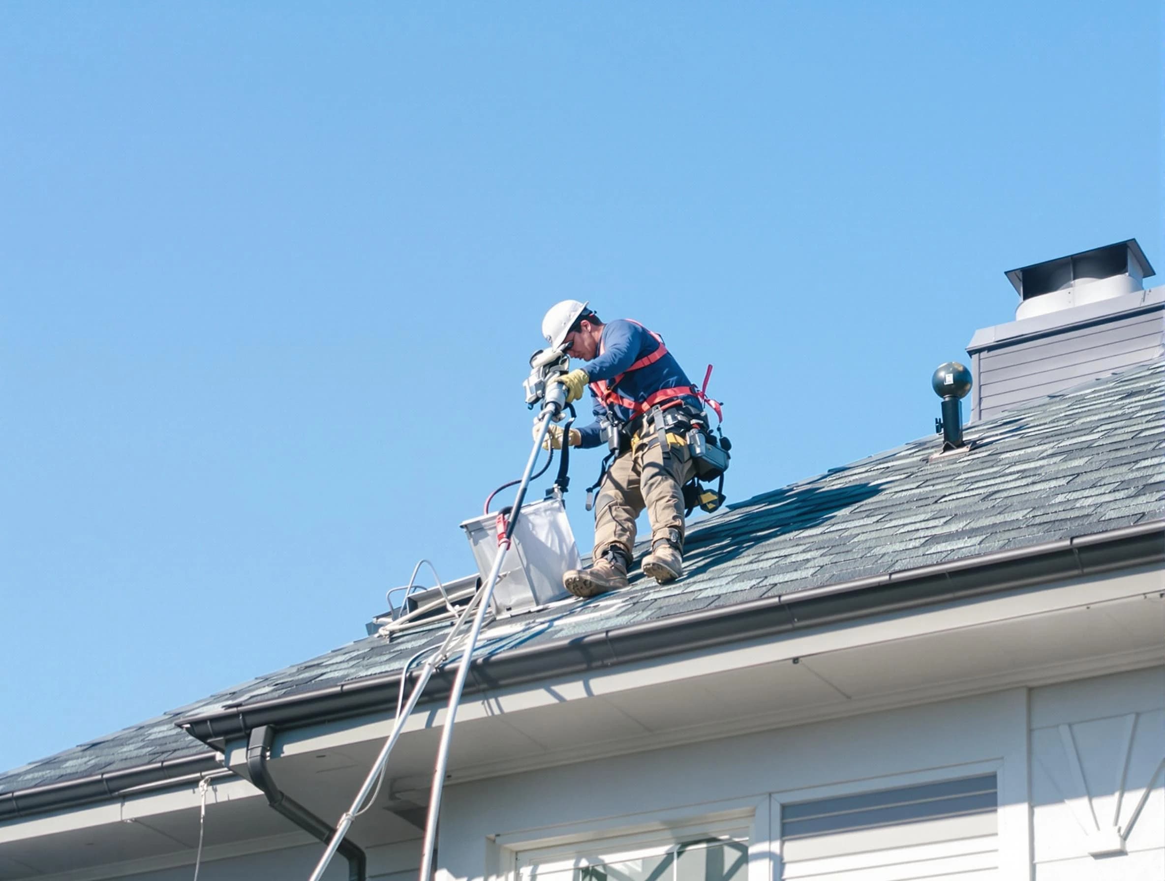 Alabaster Dryer Vent Cleaning certified technician cleaning a roof-mounted dryer vent system in Alabaster