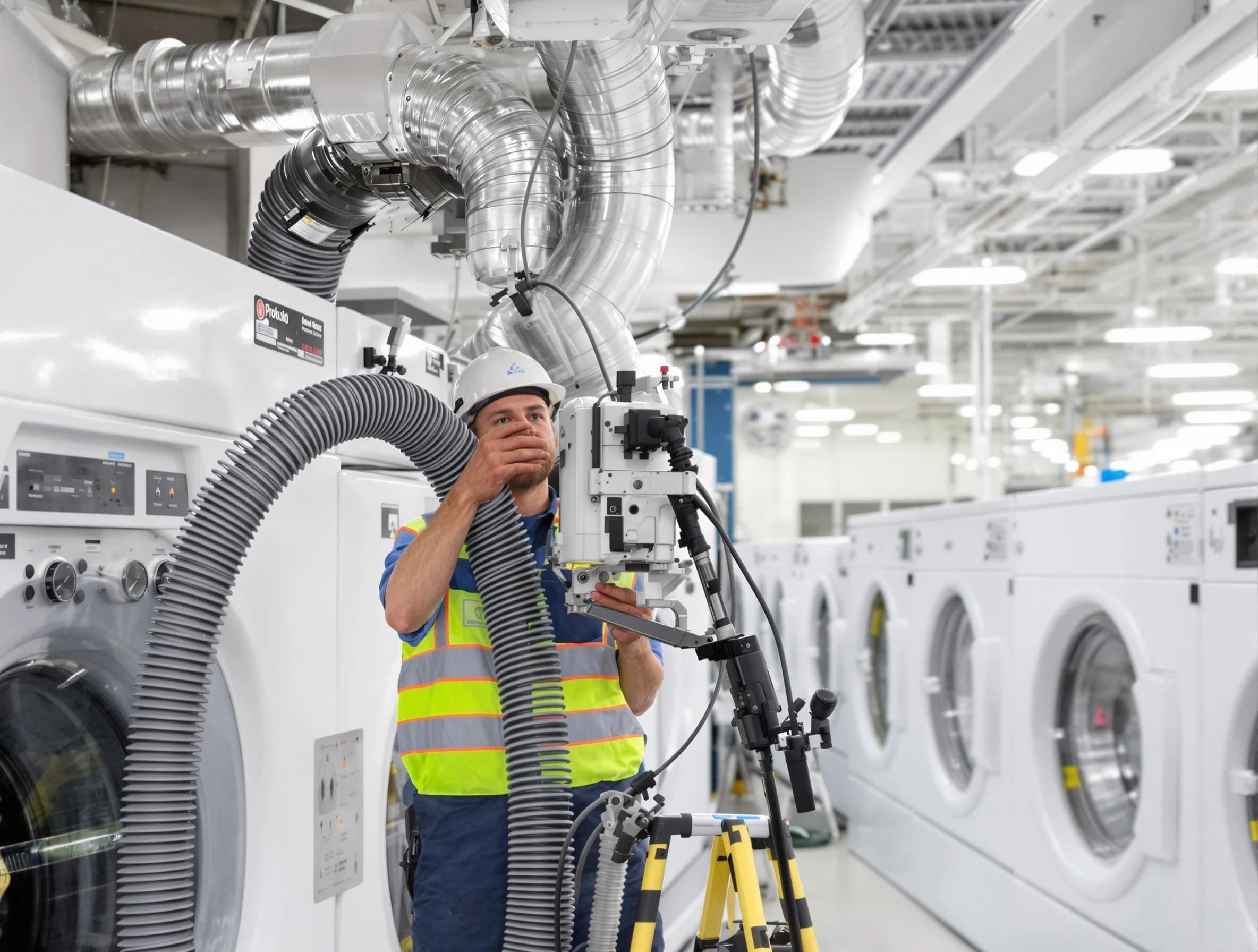 Alabaster Dryer Vent Cleaning team performing commercial-grade dryer vent cleaning at a business facility in Alabaster