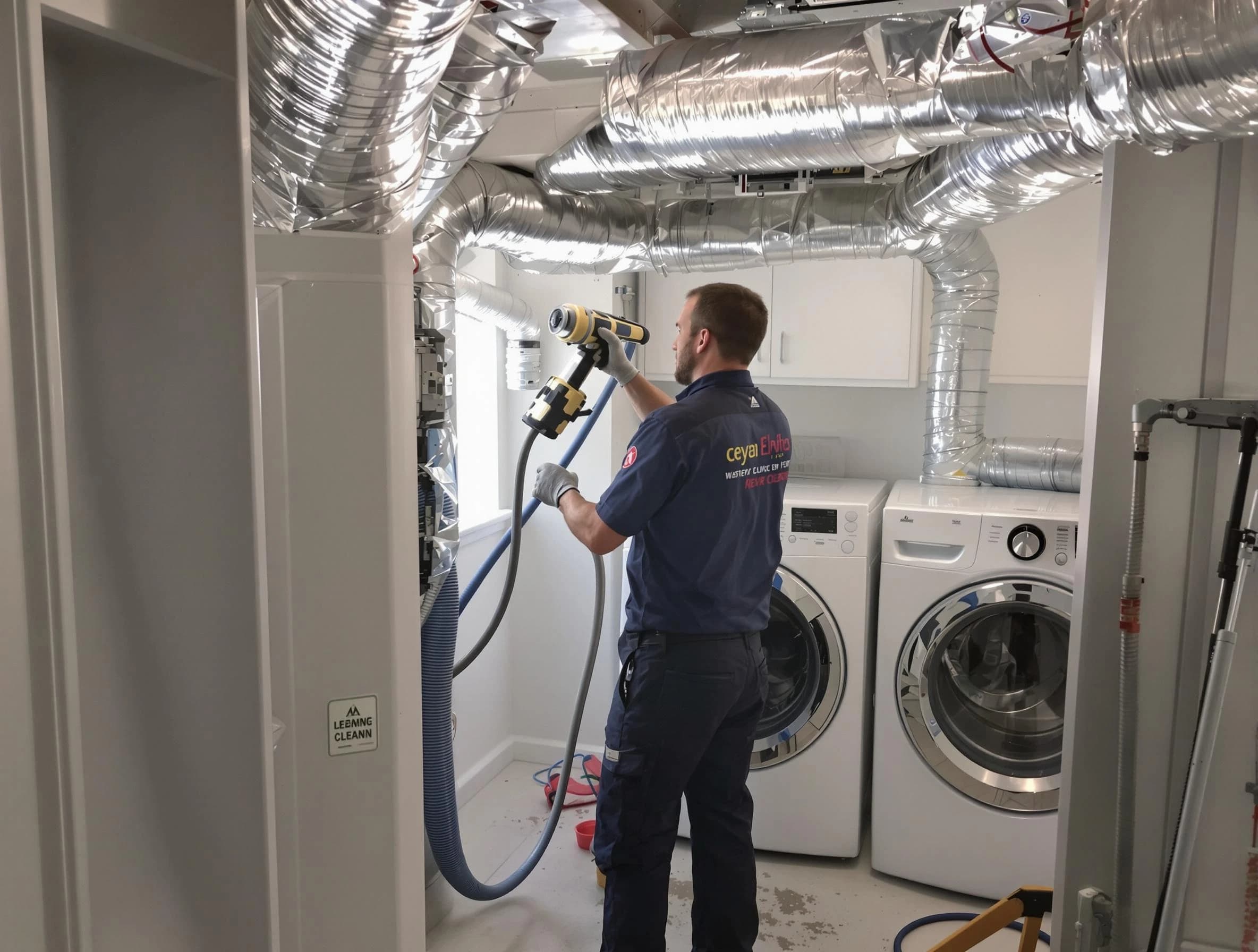 Alabaster Dryer Vent Cleaning specialist using advanced equipment for thorough duct cleaning in Alabaster